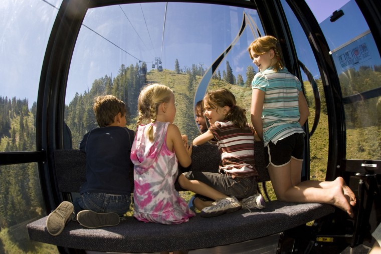 Kids in Aspen's Silver Queen Gondola.